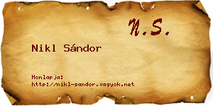 Nikl Sándor névjegykártya